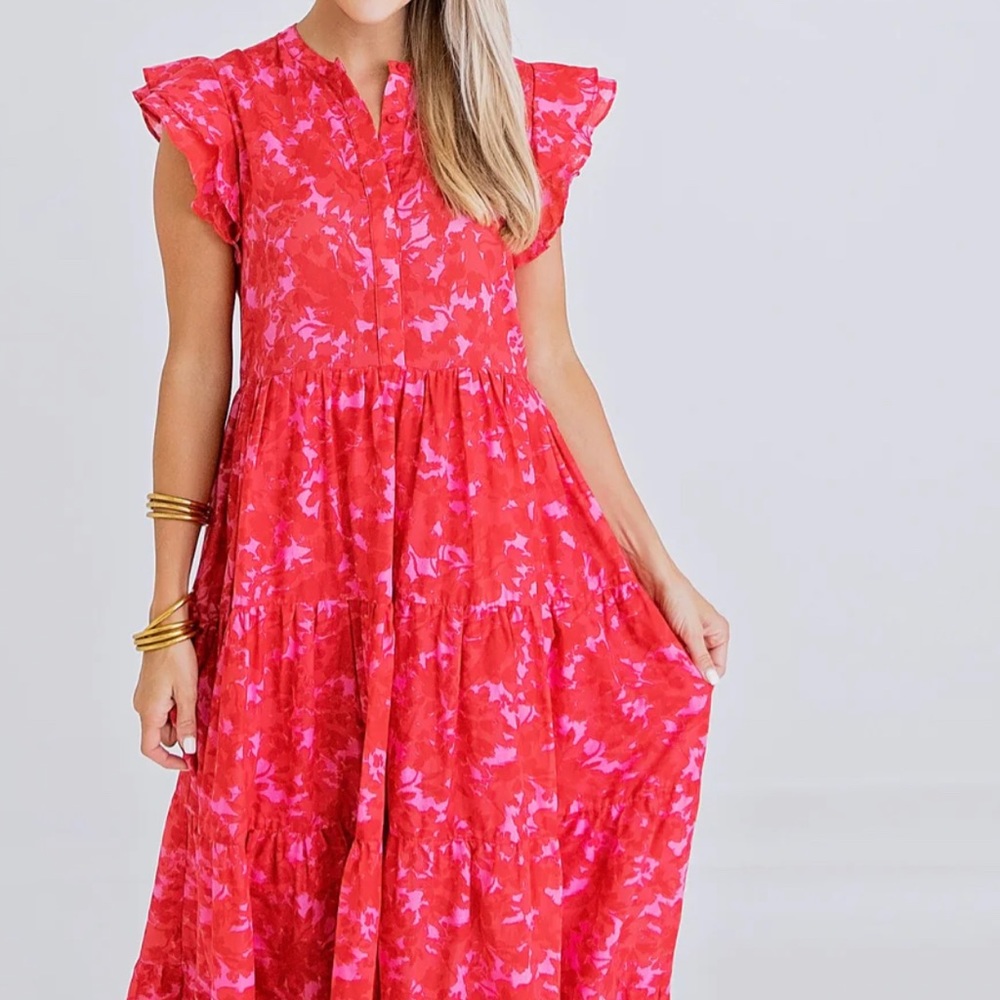 KARLIE pink floral maxi